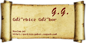Görbicz Gábor névjegykártya